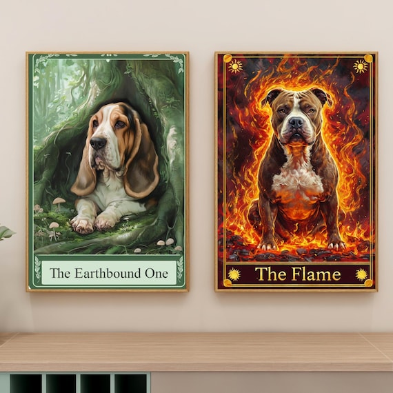 Custom Pet Tarot Card Portrait, Personalized Digital Dog or Cat Wall Art, Mystical Memorial Gift, Unique Pet Decor, Occult Style Pet