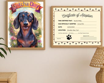 Aangepast Gotcha Day huisdierportret en adoptiecertificaat (digitale download)