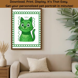 Custom Retro Pet Portrait Printable Personalized Line Art Style Funny Dog or Cat Cartoon Drawing Digital Gift for Pet Lovers and Owners
