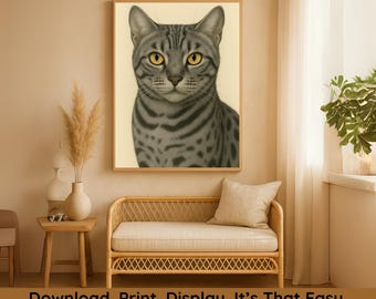 Realistic Custom Pet Portrait Cat Digital Art Memorial Gift Instant Download Personalized Cat Wall Decor For Pet Loss And Cat Lovers