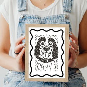 Custom Pet Portrait Funny Retro Cartoon Style Dog or Cat Drawing Personalized Badly Drawn Digital Art Gift
