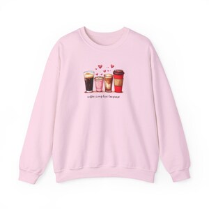 Coffee Lovers Unisex Sweatshirt, Cute Coffee Sweatshirt, Gift for Coffee Enthusiasts, Valentine&#39;s Day Sweater, Cozy Café Apparel