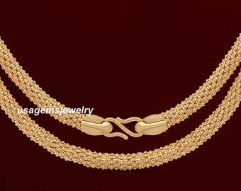 Pulseira leve em ouro maciço 22K, estilo indiano, joia minimalista em ouro, pulseira fina para uso diário, presente de aniversário para ela.