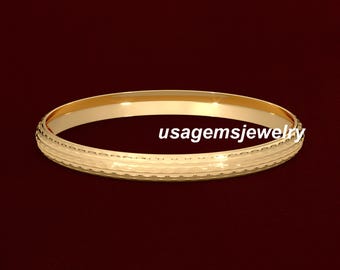 22K Solid Gold Textured Bangle | Fine Jewelry Gift for Her, Birthday & Special Occasion
