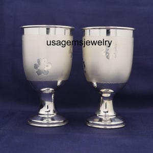 Silver-Wine Goblets, Set of three Silver Chalices &quot;Falstaff&quot;, Grapevine Stem, Silver-Wedding Glasses.