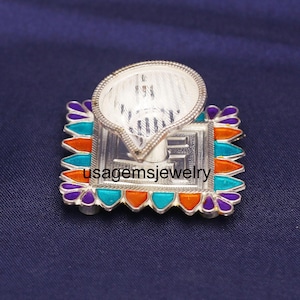 Handcrafted Silver Diya with Enamel Work – Decorative Pooja Lamp for Festival & Gift