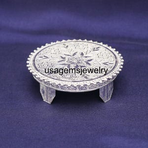 Handcrafted Pure Silver Mini Chowki | Floral Minakari Design | Traditional Pooja Chowki | Decorative Silver Stand Hot Deal