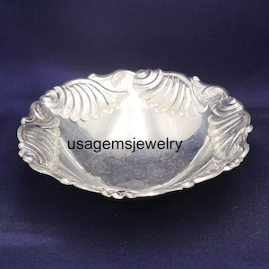 Vintage Sterling Silver Leaf Bowl: Ornate Handcrafted Silver Dish