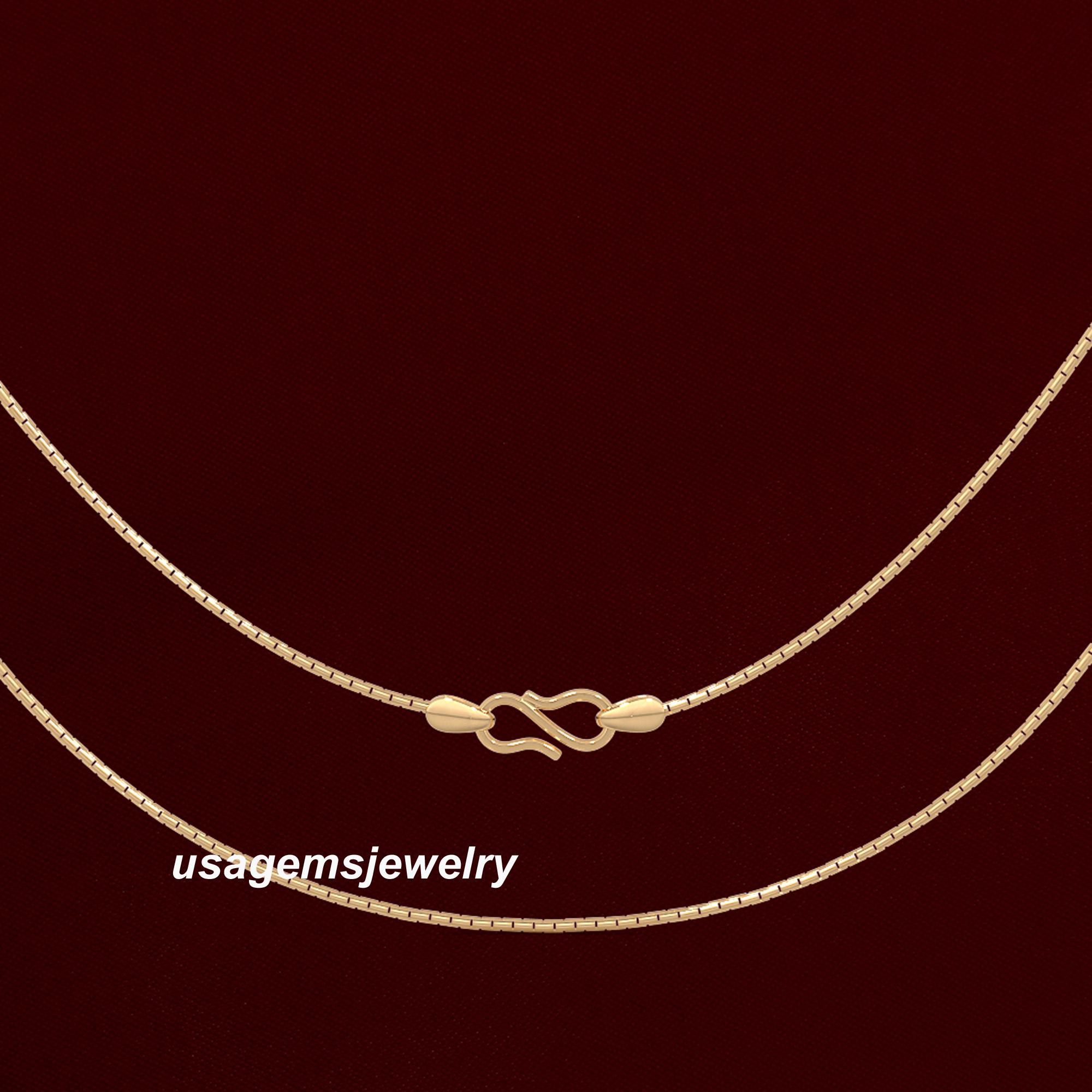 22K Solid Gold Chain Necklace 22 Inch Minimal Gold Chain 10.64g ...