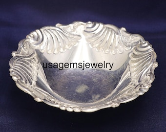 Vintage Sterling Silver Bowl 13cm – Solid 925 Silver Decorative Dish – Floral Scroll Design – Antique Style Trinket Bowl – Luxury Home Décor