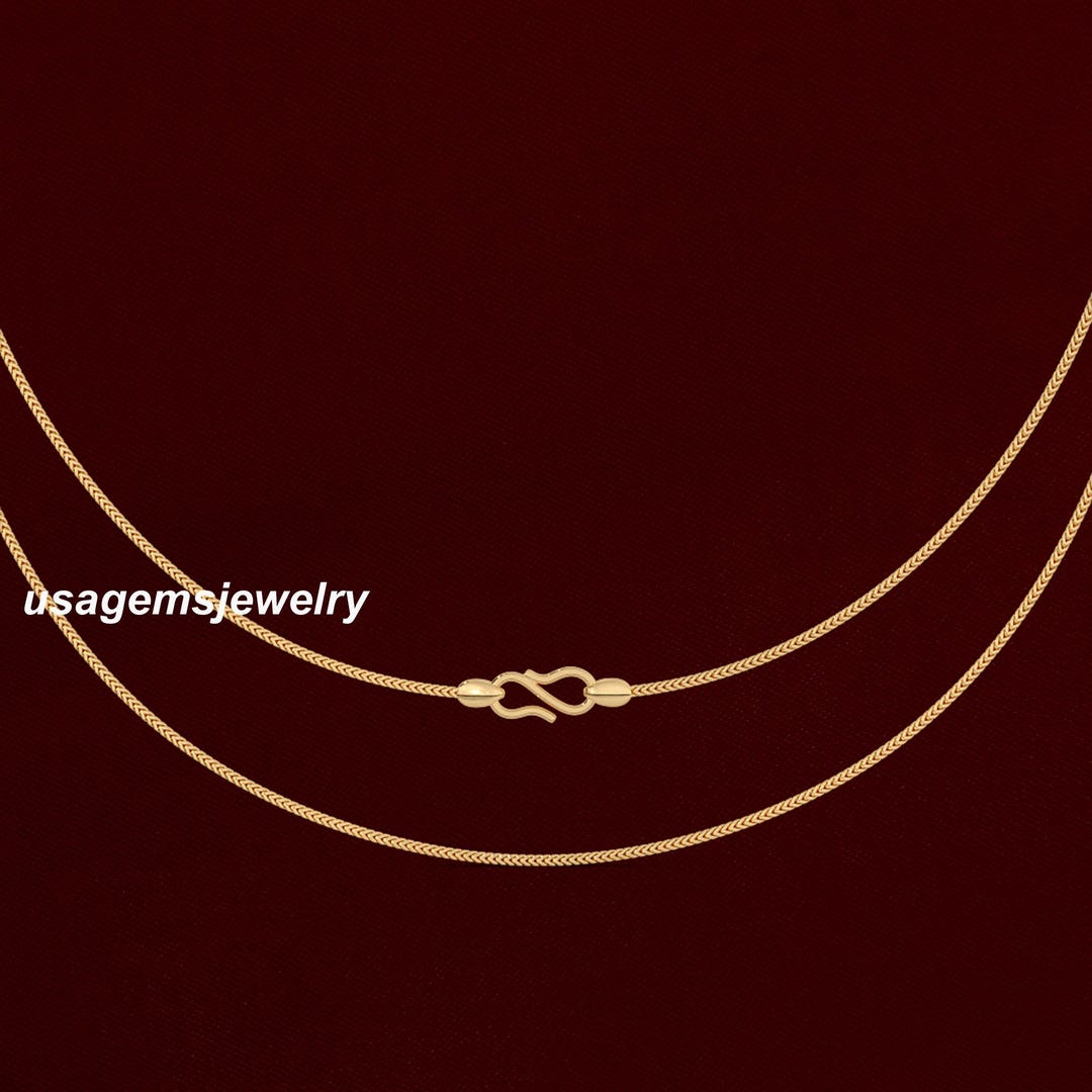 22K Solid Yellow Gold Chain Necklace 22 Inch, 11.11g Lightweight Gold ...