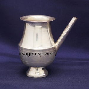 Pure Silver Kindi Lota | Traditional Indian Spouted Pot for Pooja | Handmade Silver Water Vessel