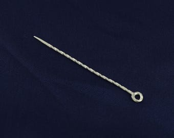 Pure Silver Toothpick – Handmade Twisted Design Tooth Pick with Ring Handle, Multi Size Reusable Pocket Toothpick