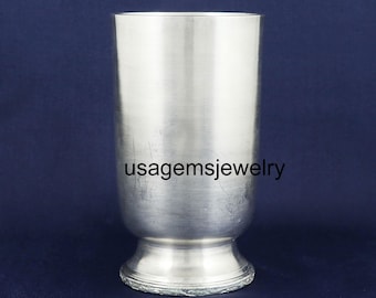 Pure Silver Tumbler Glass Handmade Pedestal Base Luxury Drinking Cup 12.3cm 373.5g