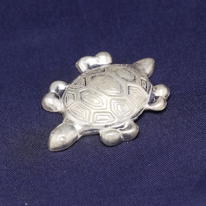 Pure Silver Tortoise Figurine: Feng Shui Good Luck Charm