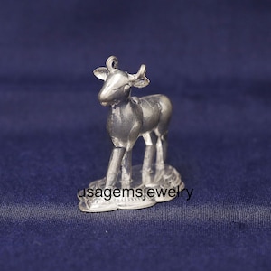 Sterling Silver Deer Figurine: Handcrafted Wildlife Home Decor
