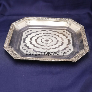 Halloween Offer Vintage Silver Plated Serving Tray: Ornate Floral Engraved Platter