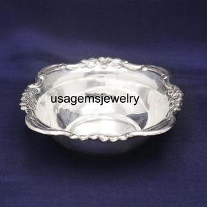 Vintage Style Pure Silver Decorative Bowl | Handcrafted Silver Bowl with Ornate Floral Rim | Pooja Bowl, Gift Bowl, Home Decor Centerpiece
