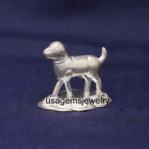 Silver Dog Figurine: Miniature Metal Animal Sculpture, Desk Decor