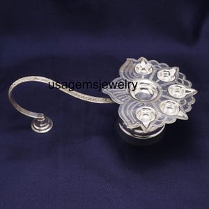 Handmade Silver Diya and Aarti Lamp Set - Indian Puja Decor