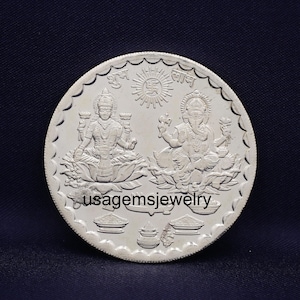 Pure Silver Lakshmi Ganesh Coin | Shubh Labh Silver Coin | Auspicious Gift Coin | 999 Silver Coin for Diwali, Pooja, Gifting