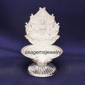 festival kit Pure Silver Lakshmi Diya | Handcrafted Silver Deepam for Pooja and Festive Decor