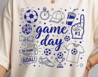 Camiseta Comfort Colors® con dibujos de fútbol, Camiseta para el día del partido, Camiseta para mamás futboleras, Camiseta Coquette, Regalo para amantes del fútbol, Camiseta de temporada de fútbol