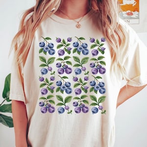 Blueberries, Aesthetic Fruit Shirt, Fruit Shirt, Vintage Graphic Shirt, Foodie Gift, Aesthetic Tee, Foodie, Plant Lover Shirt, Gardener Tee