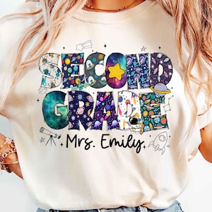 Back to School Teacher Shirt, Outer Space Planet Classroom Tee, Second Grade Galaxy Teacher Graphic Shirt
