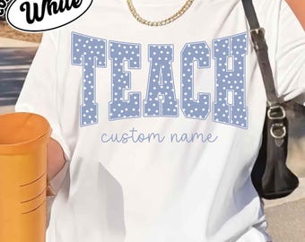 Sudadera Teach Comfort Colors® Azul con Lunares Suéter para Maestros Estética Cottagecore 1.º y 2.º Grado Jersey Regalo para Jardín de Infantes y Primer Grado