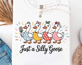 Comfort Colors Silly Goose On The Loose Shirt, Goose T-Shirt, Silly Goose Shirts, Funny Graphic Shirt, Cute Goose Shirt, Easter Shirt