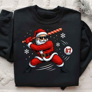 baseball santa shirt, santa 67 shirt, boys xmas shirt, funny santa tee, holiday baseball tee, kids santa shirt, santa sports shirt, baseball xmas gift, boys pajama shirt, santa with bat, christmas sports tee, santa t shirt men, santa 67 baseball