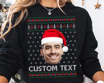 Personalized Photo Ugly Christmas Sweatshirt, Custom Face Hoodie, Funny Ugly Christmas Sweater, Custom Ugly Sweatshirt Tee