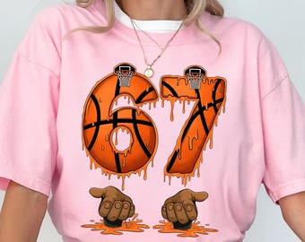 Camiseta de baloncesto "67" de moda, camiseta viral "Six Seven", camiseta de baloncesto "6 7 Meme", camiseta divertida con jerga de la Generación Alfa, regalo navideño "67" de moda