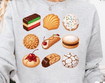 Italian Christmas Cookie Sweatshirt, Xmas Eve Sweater, Cookie Party Crewneck, Funny Ugly Holiday Sweater, Hostess Gift Tee