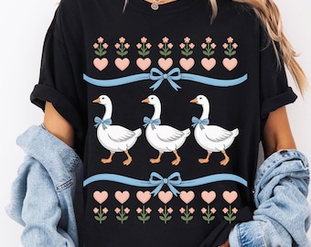 Comfort Colors® Vintage 80s Goose Shirt, Funny Blue Ribbon Goose Tee, Retro Goose Graphic Shirt, Cute Farm Animal Tee, Cottagecore Gift Tee