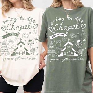Comfort Colors Bachelorette Shirt, Personalized Going to the Chapel Gonna Get Married Shirt, Doodle Coquette Wedding Bride Tshirt