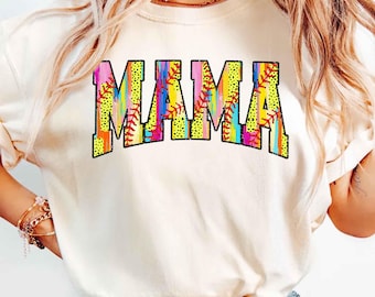 Comfort Colors® Softball Mama Shirt For Game Day, Mothers Day Gift For Softball Mom, Softball Mom T-Shirt, Retro Sports Mom Shirt