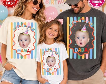 Custom Photo First Birthday Family Shirts, Fun To Be One Matching Tees