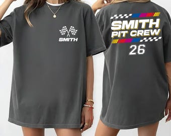Comfort Colors Custom Racing Shirt, Personalized Pit Crew Tee, Race Car Family Matching Shirt, Birthday Gift for Car Lovers
