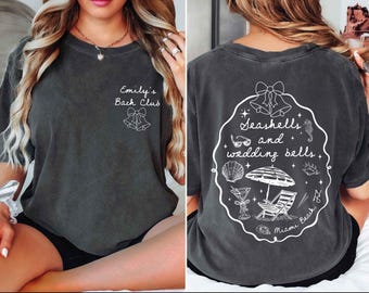 Seashells and Wedding Bells Bachelorette Party Shirt, Custom Coastal Bridal Shower Shirt, Beach Bride Team Shirt, Girls Weekends Shirt