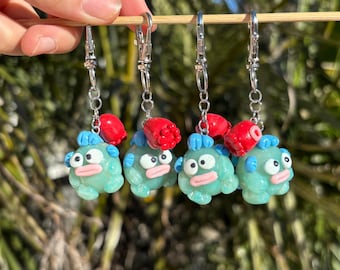 Llavero de pez azul y pulpo rojo hecho a mano / Figura de arcilla polimérica