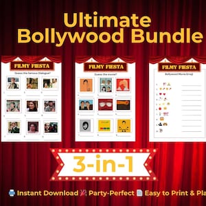 Filmy Fiesta: Bollywood Printable Game Pack | Bollywood Games Bundle, Bollywood Trivia Games, Printable Bollywood Trivia