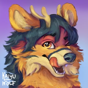 Furry icon art commissions, custom fursona headshot, furry profile picture digital art