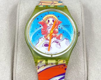 Relógio Swatch Gent Yuri GG118 vintage de 1991 - Novo, com caixa e documentos.