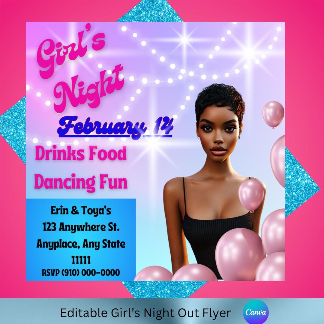 Girls' Night Out Flyer Template | Editable & Stylish Design - Etsy
