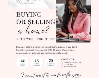 Real Estate Agent Flyer Template: Canva Editable Social Media Design (1080x1080px)