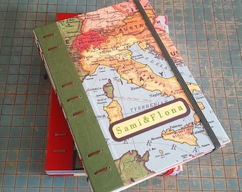 Europe Map Travel Scrapbook, Honeymoon Wedding Journal, Senior Trip Sketchbook, European Adventure Diary, Coptic Photo Album, Wedding Gift