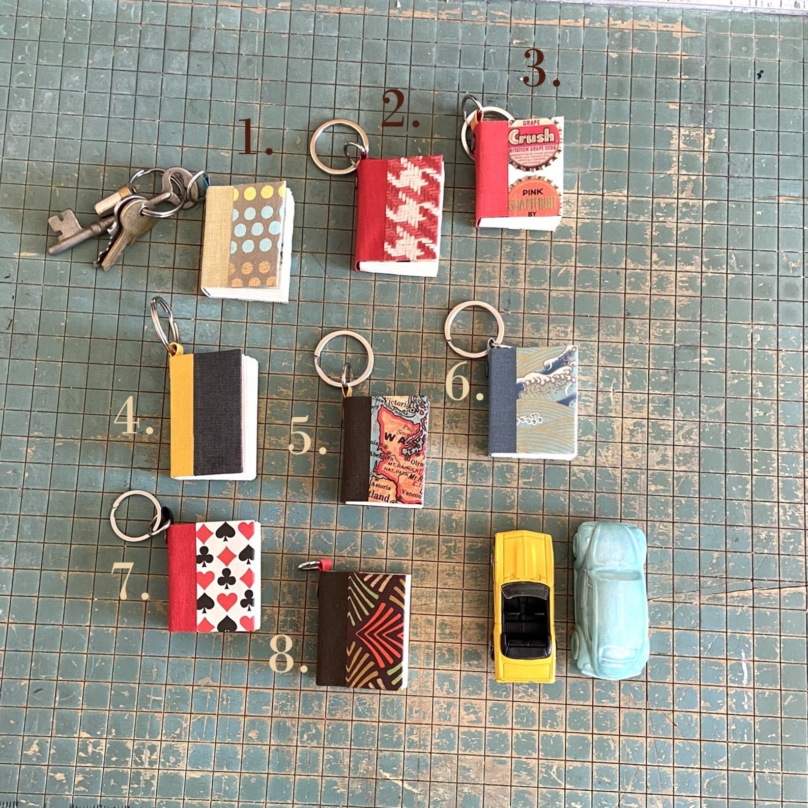 Mini Book Keychain Book Lover Key Ring Tiny Blank Book Book Etsy