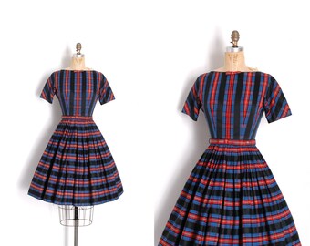 1950s plaid dress | Etsy